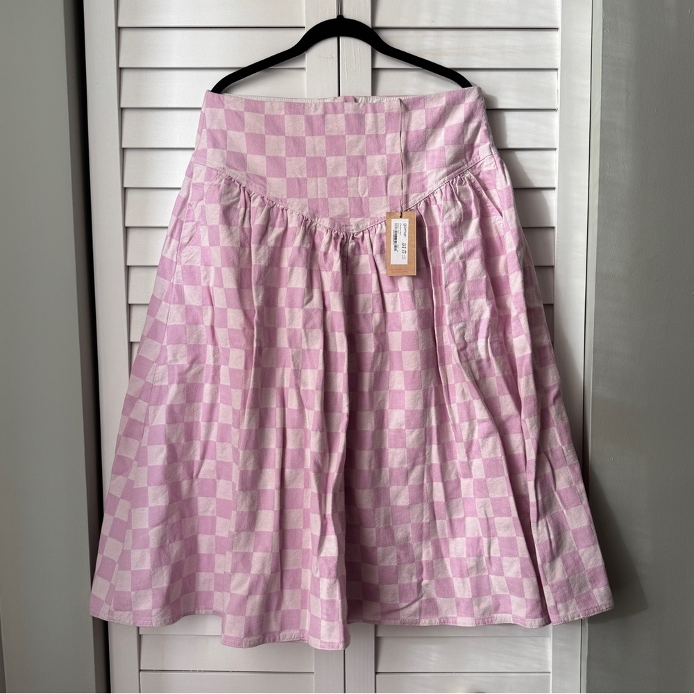 Gorman Pink lavender Checkers Skirt nwt 12 14